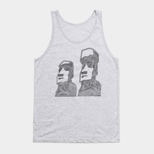 Mo'ai Easter Island Monolith Heads (Black Swirls) Tank Top